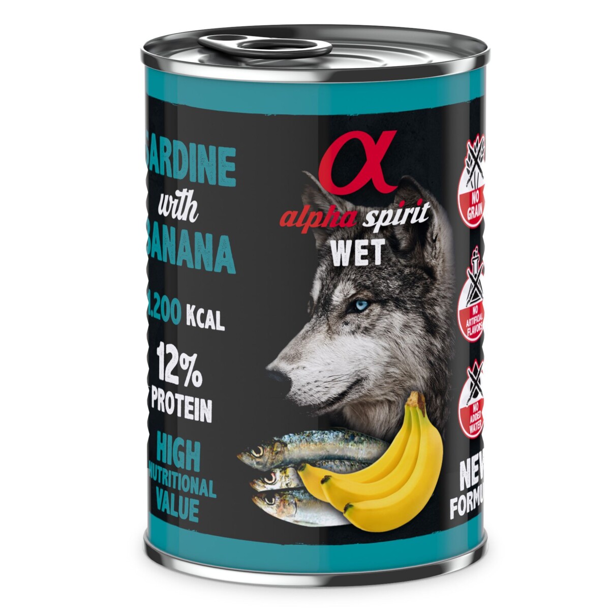 Alpha Spirit karma mokra dla psa sardynki z bananem 400g